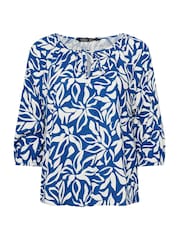 M&Co Blue Petite Long Sleeve Tie Neck Top - Image 6 of 6