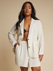 Yours Curve Natural Relaxed Unlined Blazer - Image 1 of 5
