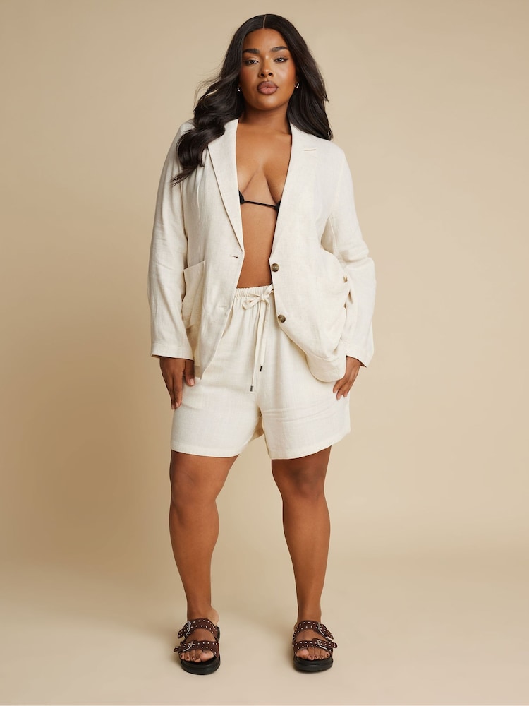 Yours Curve Natural Relaxed Unlined Blazer - Image 2 of 5