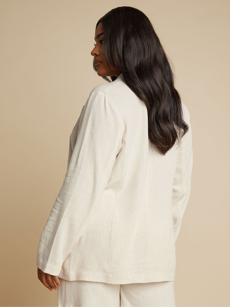 Yours Curve Natural Relaxed Unlined Blazer - Image 3 of 5
