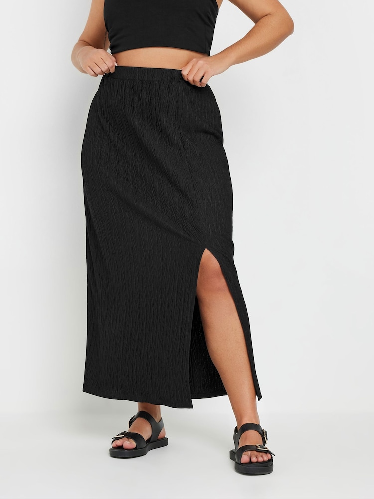 Yours Curve Black Plisse Skirt - Image 1 of 5