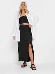 Yours Curve Black Plisse Skirt - Image 2 of 5