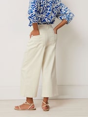 M&Co Natural Petite Wide Leg Cropped Trousers - Image 3 of 5