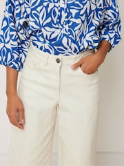 M&Co Natural Petite Wide Leg Cropped Trousers - Image 4 of 5