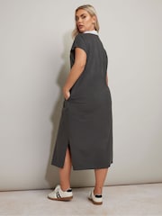 Yours Curve Grey Rugby Collar 100% Cotton Dress - Image 3 of 5