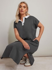 Yours Curve Grey Rugby Collar 100% Cotton Dress - Image 4 of 5