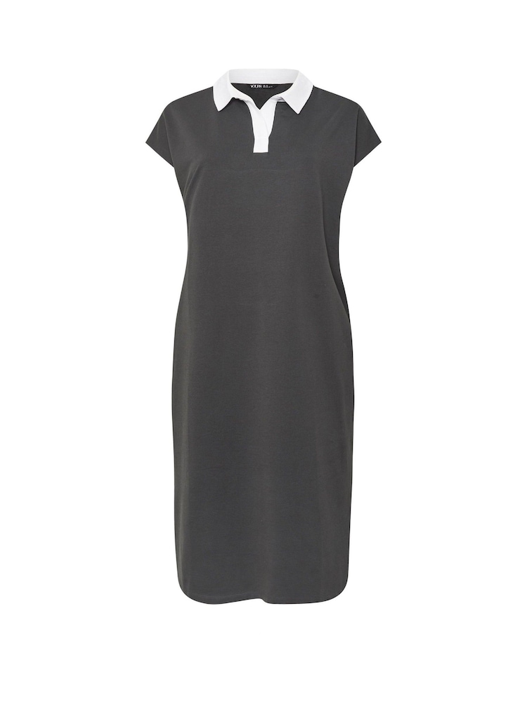 Yours Curve Grey Rugby Collar 100% Cotton Dress - Image 5 of 5