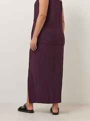 Yours Curve Purple Plisse Skirt - Image 3 of 5
