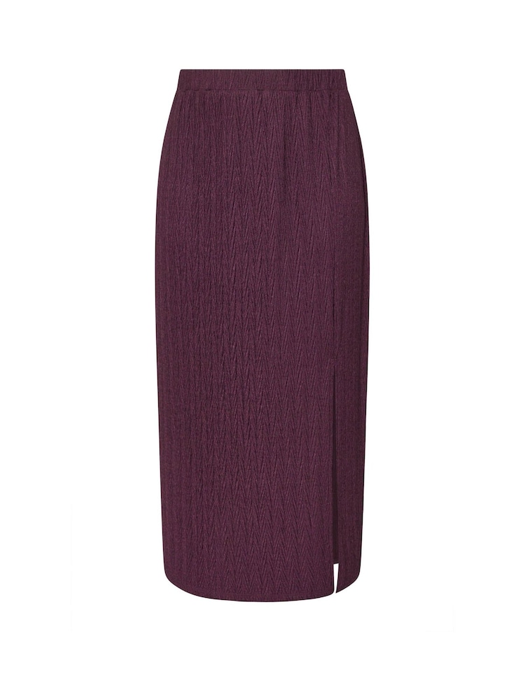 Yours Curve Purple Plisse Skirt - Image 5 of 5