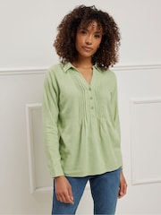 M&Co Green Pintuck Detail Contains Shirt - Image 3 of 5