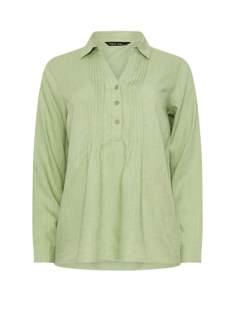M&Co Green Pintuck Detail Contains Shirt - Image 5 of 5