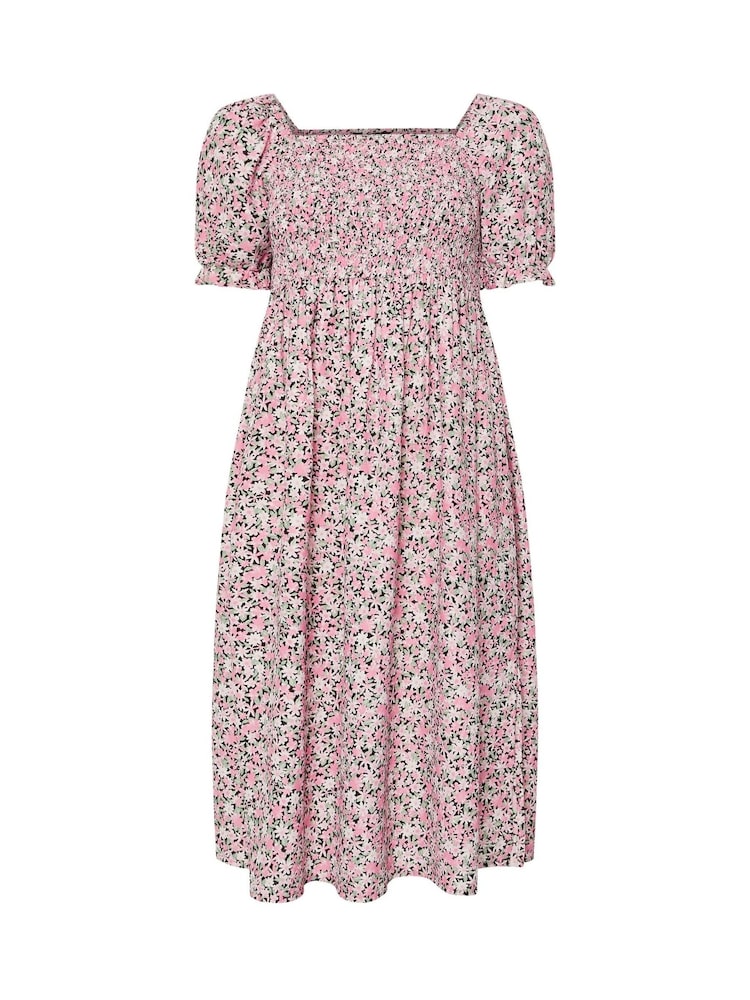 Yours Curve Pink Shirred Square Neck Midaxi Dress - Image 5 of 5