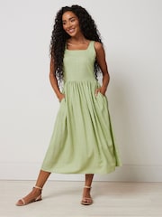 M&Co Green Petite Sleeveless Fit and Flare Dress - Image 1 of 5
