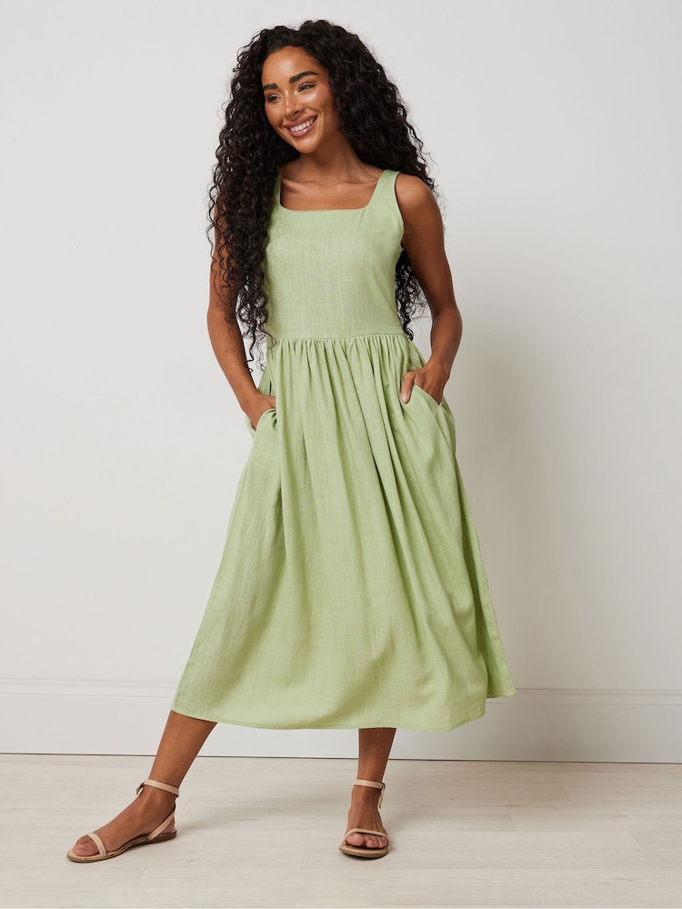 M&Co Green Petite Sleeveless Fit and Flare Dress - Image 1 of 5