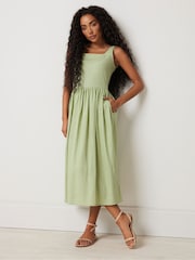 M&Co Green Petite Sleeveless Fit and Flare Dress - Image 2 of 5