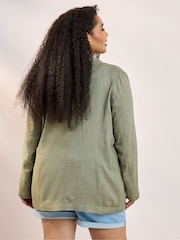 Yours Curve Green Relaxed Unlined Blazer - Image 3 of 5