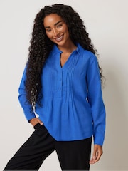 M&Co Blue Petite Pintuck Detail Contains Shirt - Image 2 of 5