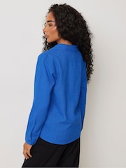 M&Co Blue Petite Pintuck Detail Contains Shirt - Image 3 of 5