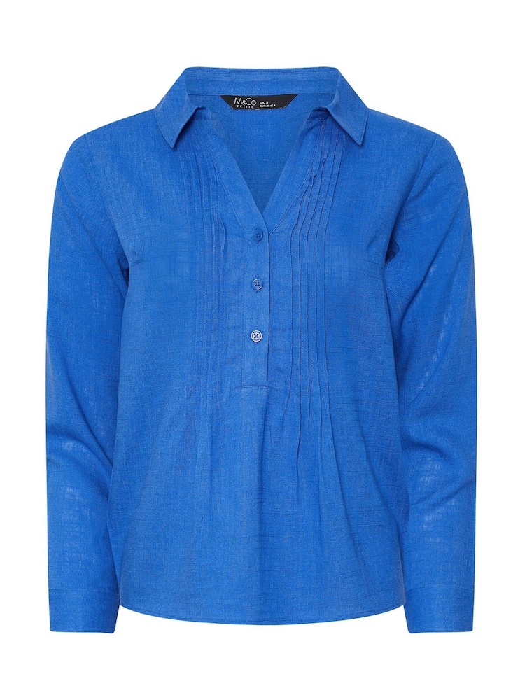 M&Co Blue Petite Pintuck Detail Contains Shirt - Image 5 of 5