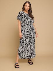 Yours Curve Black Plisse Tie Front Dress - Image 1 of 2