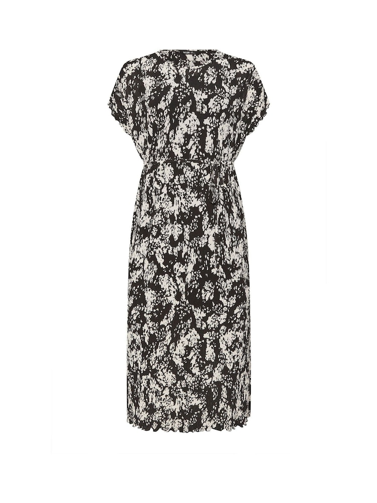 Yours Curve Black Plisse Tie Front Dress - Image 2 of 2
