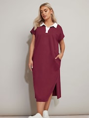 Yours Curve Red Rugby Collar 100% Cotton Dress - Image 3 of 5