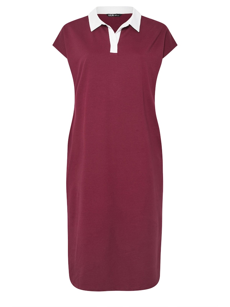 Yours Curve Red Rugby Collar 100% Cotton Dress - Image 5 of 5