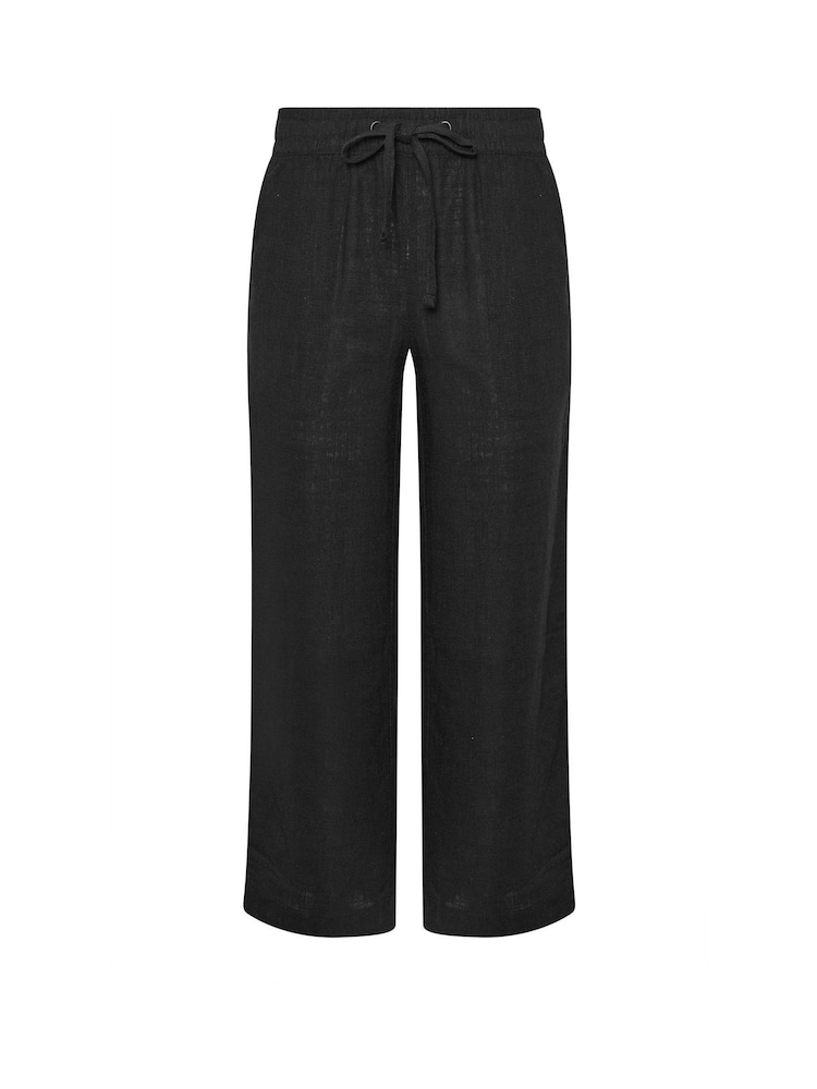 M&Co Black Drawstring Wide Leg Linen Trousers - Image 1 of 1
