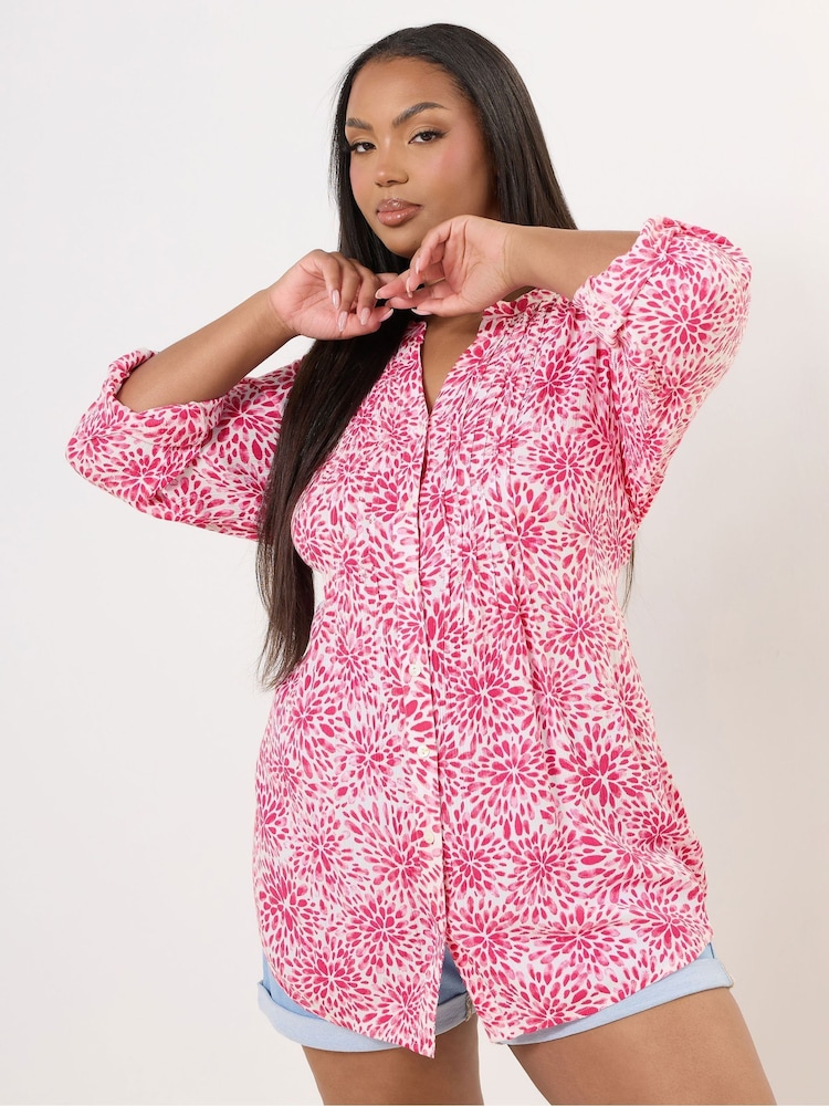 Yours Curve Pink Pintuck Blouse - Image 1 of 5