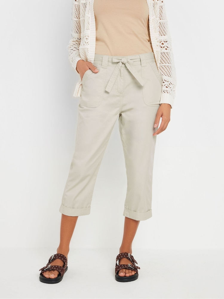 M&Co Natural Poplin Cropped Cool 100% Cotton Trousers - Image 1 of 5