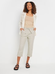 M&Co Natural Poplin Cropped Cool 100% Cotton Trousers - Image 2 of 5