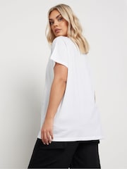 Yours Curve White Placement Core 100% Cotton T-Shirt - Image 3 of 5
