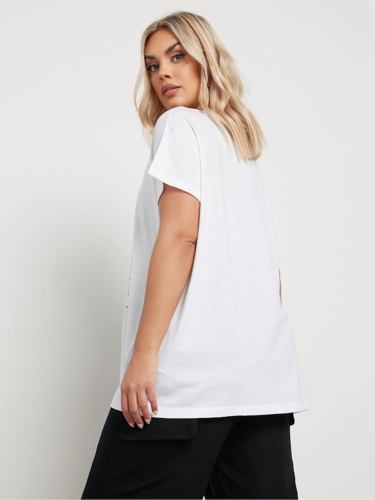 Yours Curve White Placement Core 100% Cotton T-Shirt - Image 3 of 5