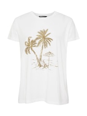 Yours Curve White Placement Core 100% Cotton T-Shirt - Image 5 of 5