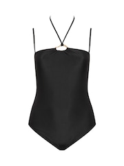 Yours Curve Black Ring Halter Swimsuit - Image 6 of 7