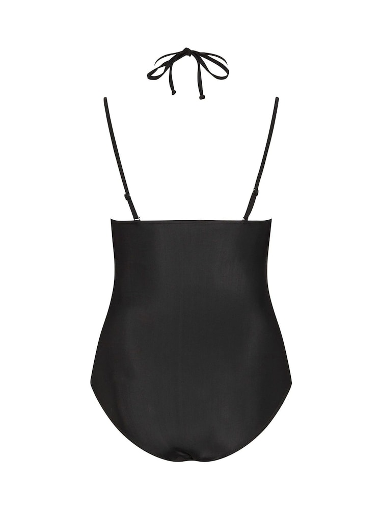 Yours Curve Black Ring Halter Swimsuit - Image 7 of 7