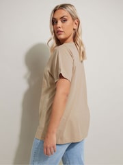 Yours Curve Natural Sequin 100% Cotton T-Shirt - Image 2 of 5