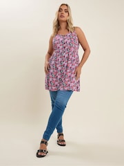 Yours Curve Pink Shirred Back Frill Camisole - Image 2 of 5