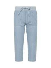 M&Co Blue Petite Lightwash Ribbed Waist Cropped Trousers - Image 2 of 2