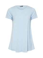 Yours Curve Blue Pointelle Detail T-Shirt - Image 5 of 5