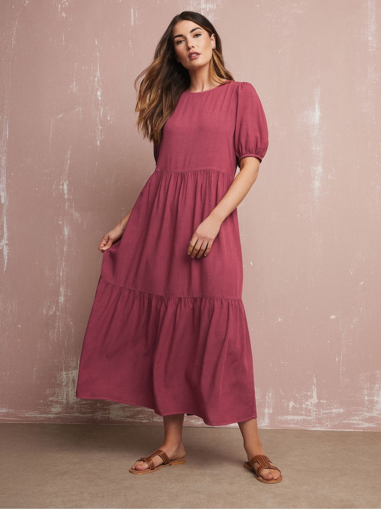 Long Tall Sally Red Puff Sleeve Midaxi Dress - Image 1 of 5 Long Tall Sally Red Puff Sleeve Midaxi Dress - Image 1 of 5