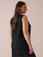 Yours Curve Black Plisse Co-Ord Waistcoat - Image 2 of 6