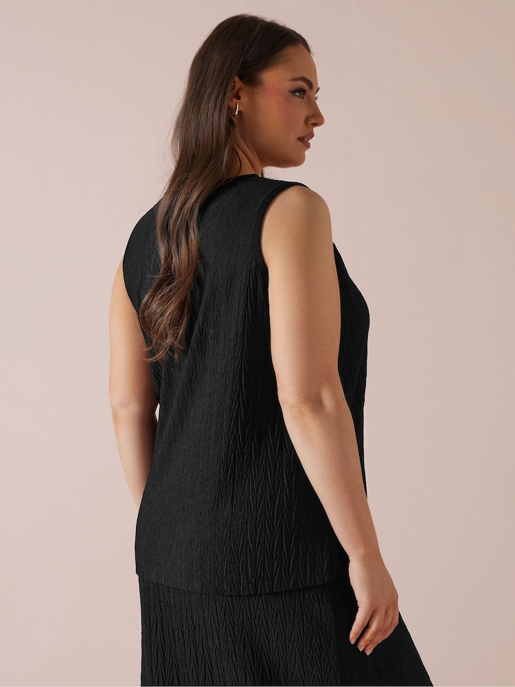 Yours Curve Black Plisse Co-Ord Waistcoat - Image 2 of 6