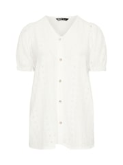 Yours Curve White Puff Sleeve Anglaise Blouse - Image 5 of 5