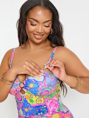 Yours Curve Pink Shell Bandeau Swimsuit - Image 2 of 7