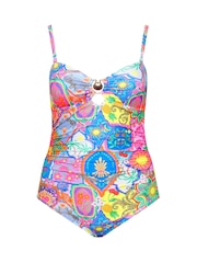 Yours Curve Pink Shell Bandeau Swimsuit - Image 6 of 7