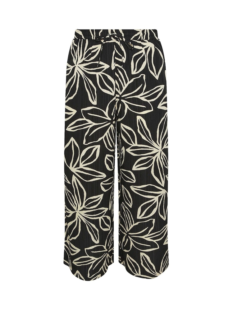 Yours Curve Black Pull On Woven Wide Leg Trousers - Image 5 of 5