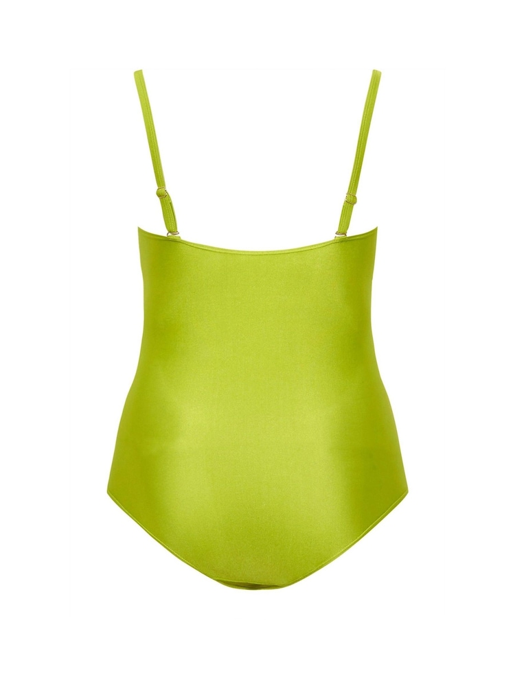 Yours Curve Green Shell Bandeau Swimsuit - Image 7 of 7