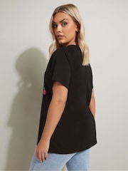 Yours Curve Black Sequin 100% Cotton T-Shirt - Image 3 of 5