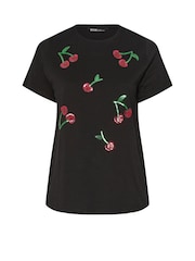 Yours Curve Black Sequin 100% Cotton T-Shirt - Image 5 of 5